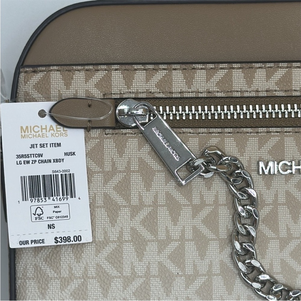 Michael Kors Jet Set Large Ombré Signature Logo East West Crossbody Body Husk - Picture 14 of 14